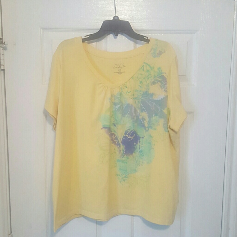Sonoma Tees green and purple are 3X yellow is 2X #